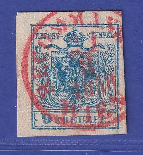 Österreich 1850-54 Wappen Maschinenpapier 9 Kr Mi-Nr. 5 Y III O in rot