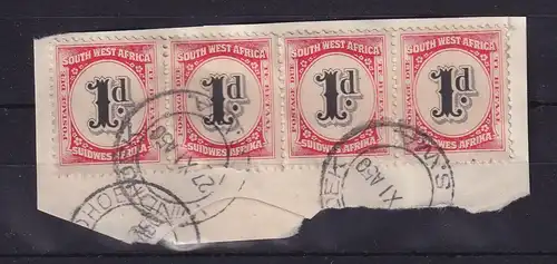 Südwestafrika 1931 Portomarke 1 Shilling Mi.-Nr. 87 Viererstreifen O Briefstück