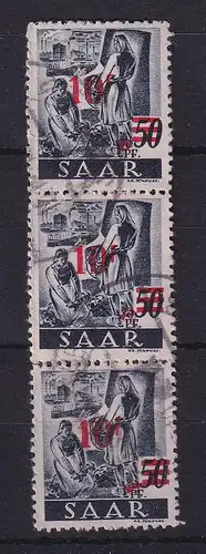 Saarland 1947 Berufe Mi.-Nr. 235 II Type I senkr. Dreierstreifen O