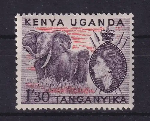 Kenya, Uganda, Tansania 1954 Elefanten Mi.-Nr. 101 postfrisch **