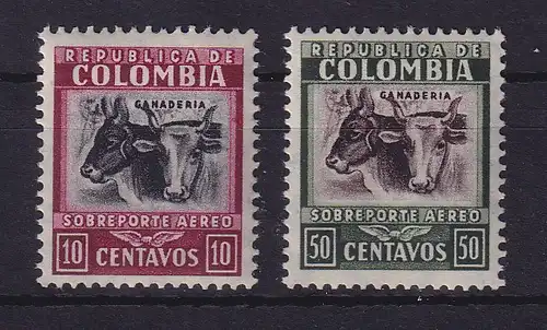 Kolumbien 1932 Flugpostmarken Rinder Mi.-Nr. 328, 335 postfrisch **