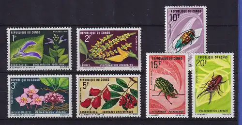 Kongo 1970 Pflanzen und Käfer Mi.-Nr. 248-254 postfrisch **