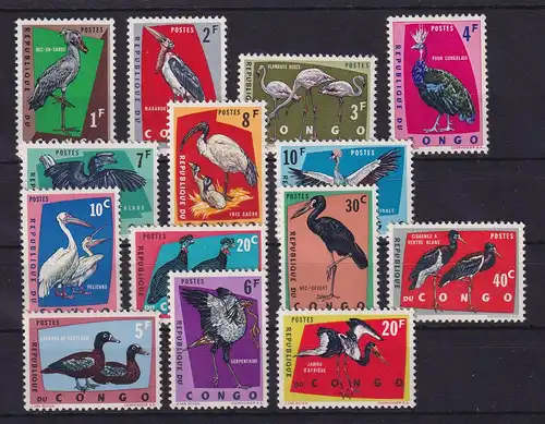 Kongo 1963 Einheimische Vögel Mi.-Nr. 112-118, 138-144 postfrisch **