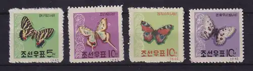 Korea Nord 1962 Schmetterlinge Mi.-Nr. 380-383 (*) ohne Gummi wie verausgabt