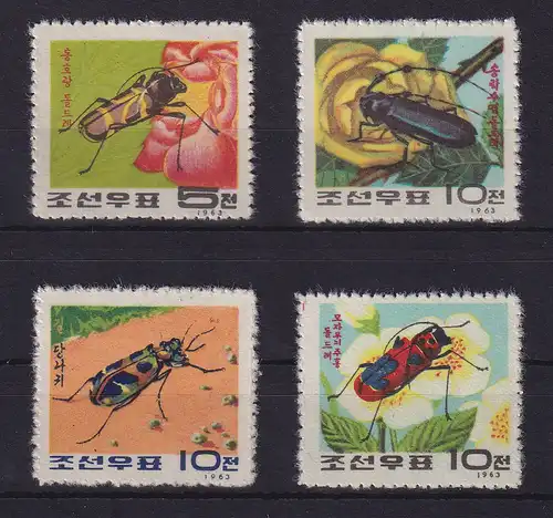 Korea Nord 1963 Käfer Mi.-Nr. 470-473 (*) ohne Gummierung wie verausgabt