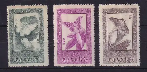 Korea Nord 1965 Schmetterlinge Mi.-Nr. 639-641 postfrisch **