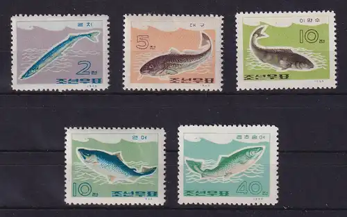 Korea Nord 1966 Fische Mi.-Nr. 695-699 A ** und (*) wie verausgabt