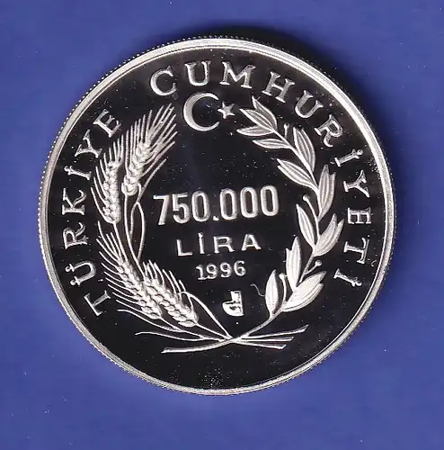 Türkei Silbermünze 750000 Lira Europa 1996 PP