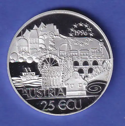 Österreich Silbermünze 25 ECU Wolfgang Amadeus Mozart 1996 PP