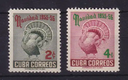 Kuba 1955 Truthahn Weihnachtsmarken Mi.-Nr. 477-478 postfrisch **