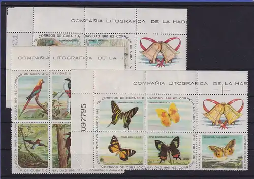 Kuba 1961 Weihnachtsmarken mit Zierfeldern Tiere Mi.-Nr. 731-745 postfrisch **