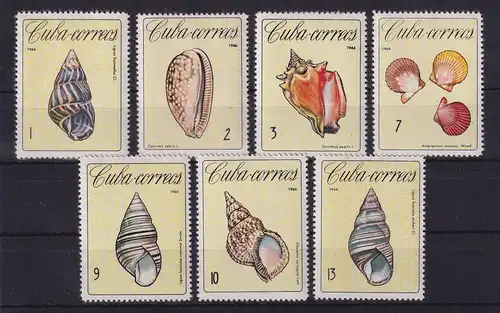 Kuba 1966 Muschel und Meeresschnecken Mi.-Nr. 1194-1200 postfrisch **