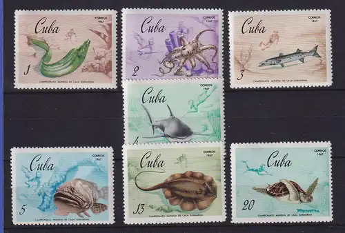Kuba 1967 Meerestiere Mi.-Nr. 1344-1350 postfrisch **