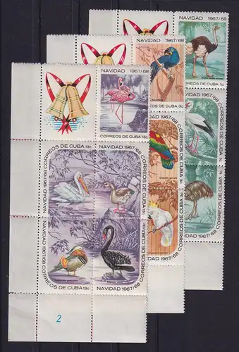 Kuba 1967 Weihnachtsmarken mit Zierfeldern Vögel Mi.-Nr. 1373-1387 postfrisch **