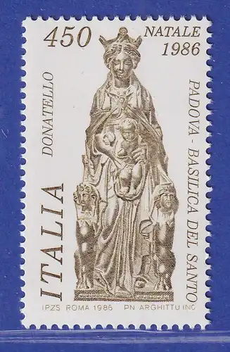Italien 1986 Weihnachten Madonna mit Kind Skulptur von Donatello  Mi-Nr.1995 **