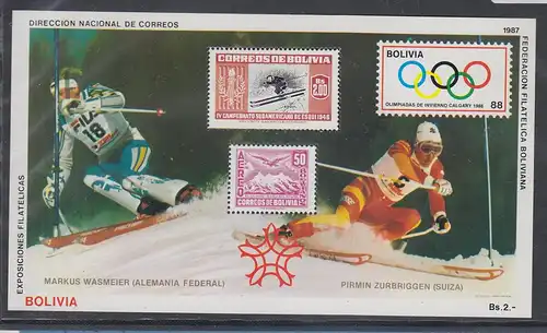 Bolivien 1988 Olympische Spiele Calgary 1988 Mi.-Nr. Block 167 postfrisch **