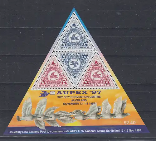 Neuseeland 1997 AUPEX Brieftaube Mi.-Nr. Block 70 ** 