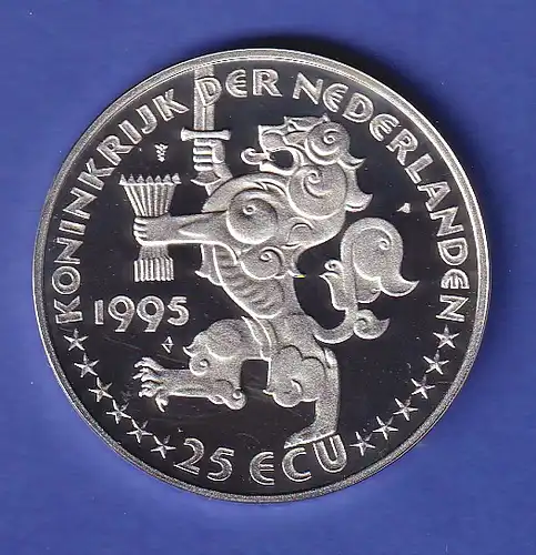 Niederlande Silbermünze 25 ECU Hugo Grotius 1995 PP