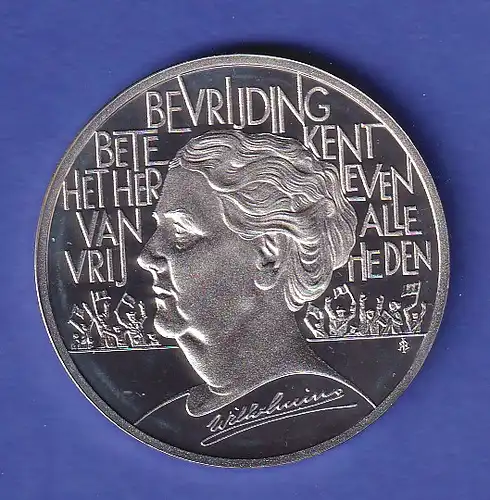 Niederlande Silbermünze 25 ECU Jahrestag d. Befreiung Königin Wilhelmina 1995 PP