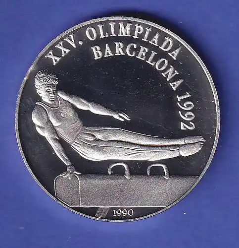 Kuba Silbermünze 10 Pesos Olympiade Barcelona Seitpferd-Turnen 1992 PP