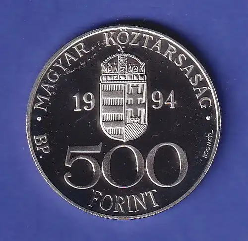 Ungarn Silbermünze 500 Forint Europäische Integration 1994 PP