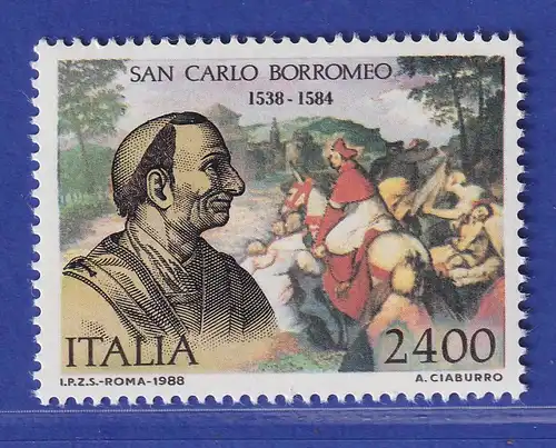 Italien 1988 Hl. Karl Borromäus Kardinal  Mi-Nr. 2067 **