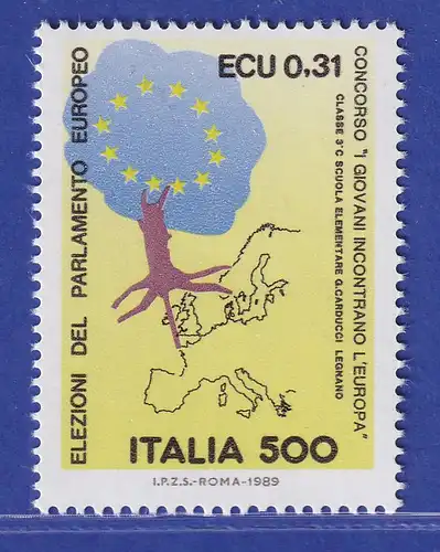 Italien 1989 Baum mit Europafahne, Landkarte Europas Mi-Nr 2083 **
