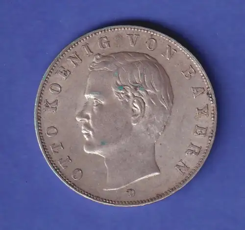 Dt. Kaiserreich Bayern Silbermünze 3 Mark König Otto 1911 D ss-vz