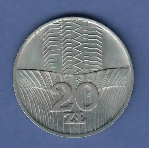 Polen / Polska Gedenkmünze 20 Zloty FAO Getreidefeld vor Hochhaus Jahr 1973 