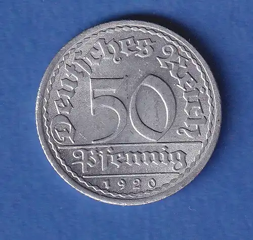 Deutsches Reich Kursmünze 50 Pfennig 1920 A vz