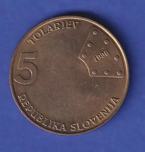 Slowenien Umlaufmünze 5 Tolariev 150 Jahre Eisenbahn 1996
