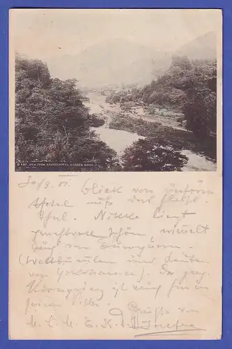 Japan 1901 old postcard Valley near Nikkō mailed to Austria