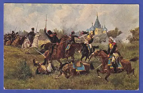Russland ca. 1906 Ansichtskarte Schlachtszene aus dem Napoleonischen Krieg