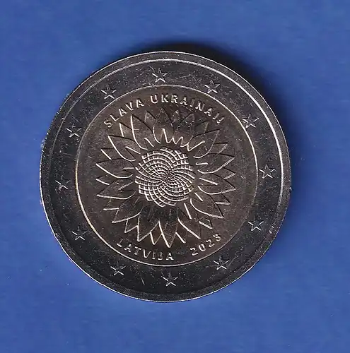 Lettland 2023  2-Euro-Sondermünze Ukraine Sonnenblume bankfrisch unzirk. 