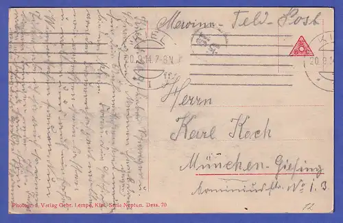 Deutsches Reich 1914 Marine-Feldpostkarte Panzerkreuzer Yorck