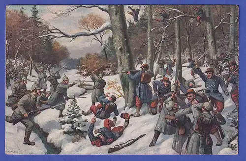 Deutsches Reich 1916 Feldpostkarte "Kämpfe im Argonnenwald"
