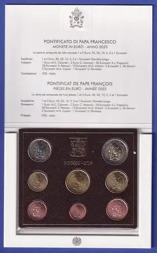 Vatikan Euro-Kursmünzensatz 2023 Papst Franziskus 8 Münzen im Folder
