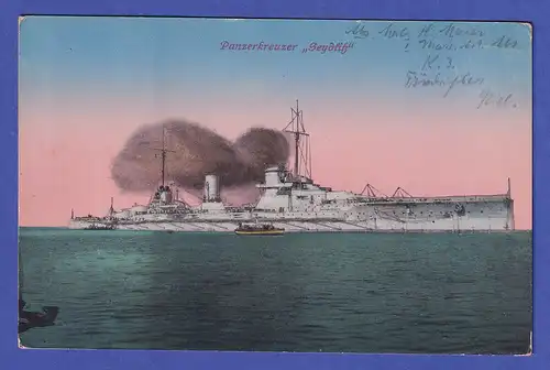 Deutsches Reich 1916 Marine-Feldpostkarte Panzerkreuzer Seydlitz