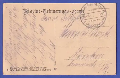 Deutsches Reich wohl 1915 Marine-Feldpostkarte Kleiner Kreuzer Emden