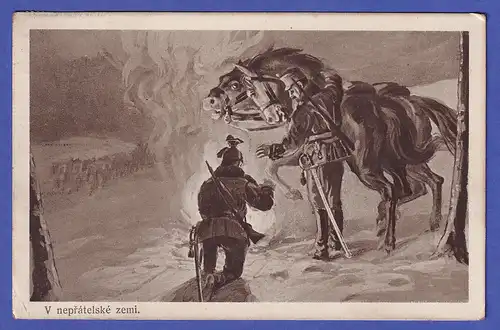 Österreich ca. 1916 Bild-Postkarte "In einem unfreundlichen Land"