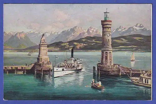 Deutsches Reich 1929 Ansichtskarte Lindau im Bodensee - Hafen