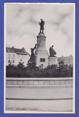 Frankreich 1915 Feldpost-Ansichtskarte Pasteur-Denkmal in Lille