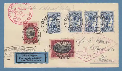 Liechtenstein Zuleitungs-Brief LZ 127 Südamerikafahrt 1930 bef. bis Havana Cuba !