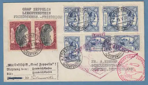 Liechtenstein Zuleitungs-Brief LZ 127 kpl Südamerika-Rundfahrt 1930 bis Cottbus 