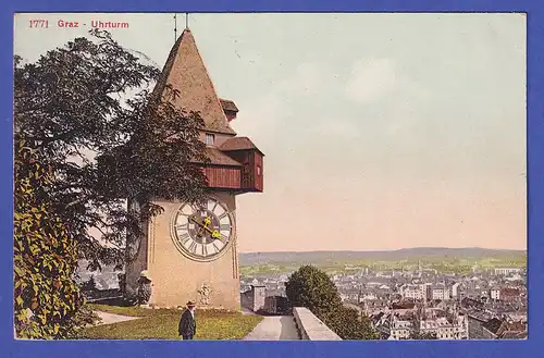 Österreich 1907 Ansichtskarte Graz Uhrturm