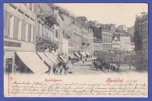 Österreich 1899 Ansichtskarte Karlsbad (Karlovy Vary) Sprudelgasse