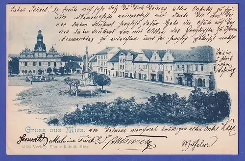 Österreich 1903 Ansichtskarte Mies (heute Stříbro, Sudetenland) Stadtzentrum
