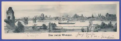 Deutsches Reich 1899 große gefaltete Ansichtskarte Worms Stadtansicht