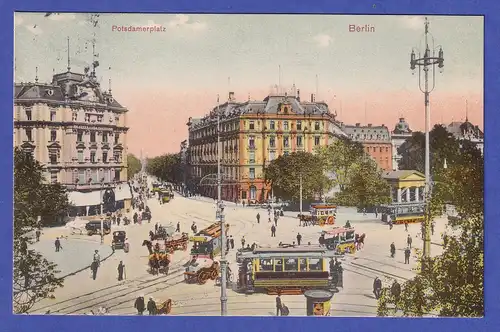 Dt. Reich 1911 Ansichtskarte Berlin Potsdamer Platz gelaufen nach TSINANFU China