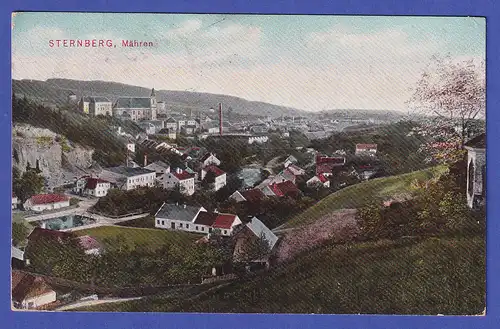 Österreich 1911 Ansichtskarte Sternberg in Mähren gelaufen nach TSINANFU China